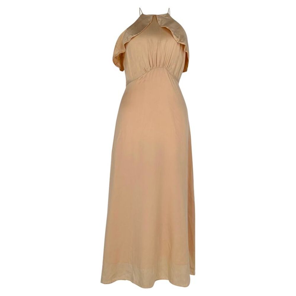 Zimmermann Ruffle-Trimmed Midi Dress in Peach Silk